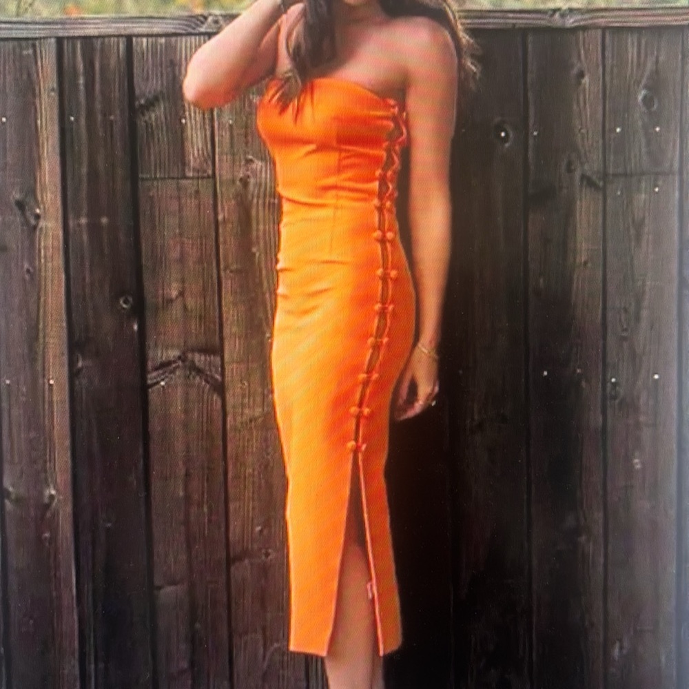 NWT Gianni Bini Caelynn Bell Tori Side Button Cut Bodycon Midi.  Size 6 - Picture 3 of 4